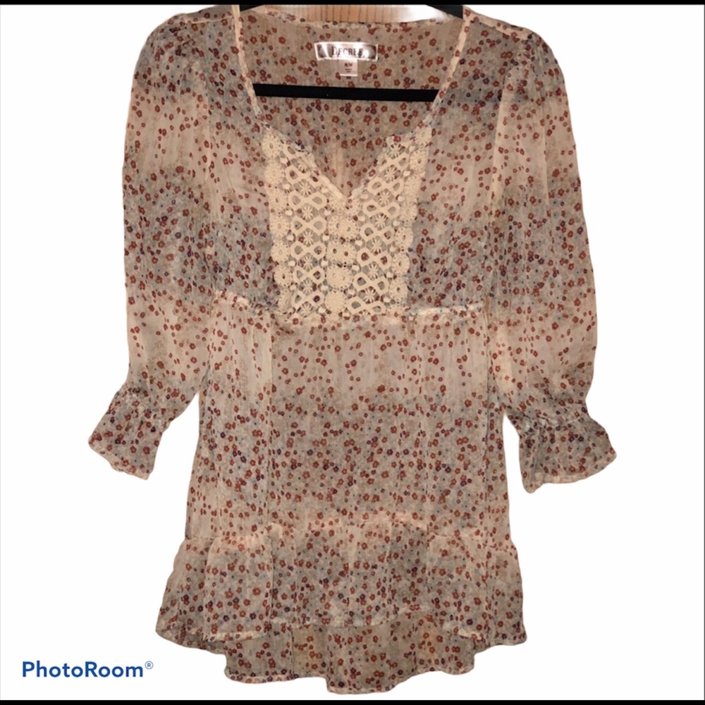 Decree Floral Sheer Lace Blouse